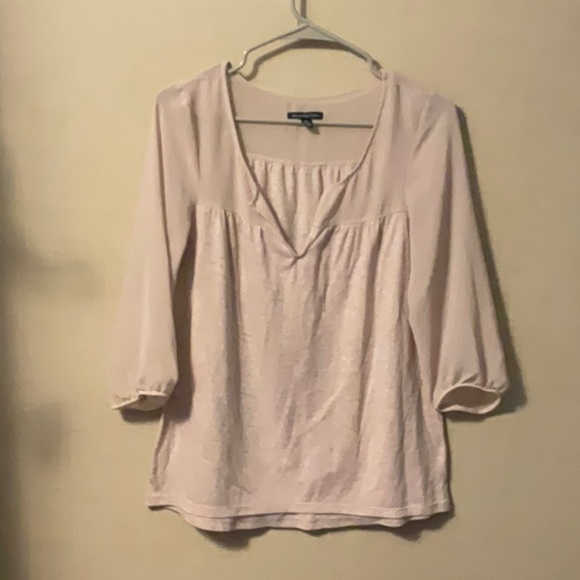 American Eagle Outfitters Tan Ruched Relaxed Blouse - Picture 1 of 4